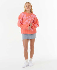 Hibiscus Heat Jacquard Crew