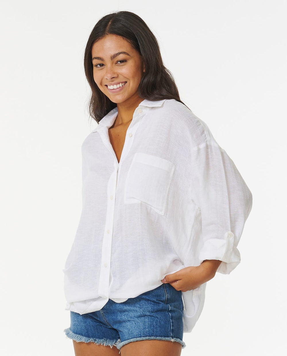 Premium Linen Long Sleeve Button Through Shirt