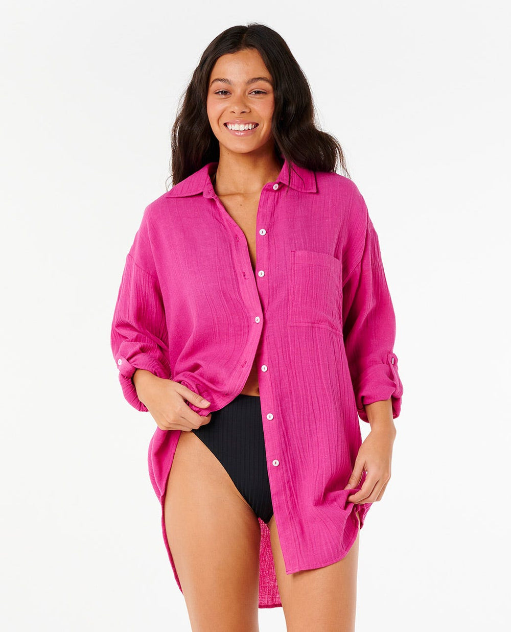 Premium Linen Long Sleeve Button Through Shirt