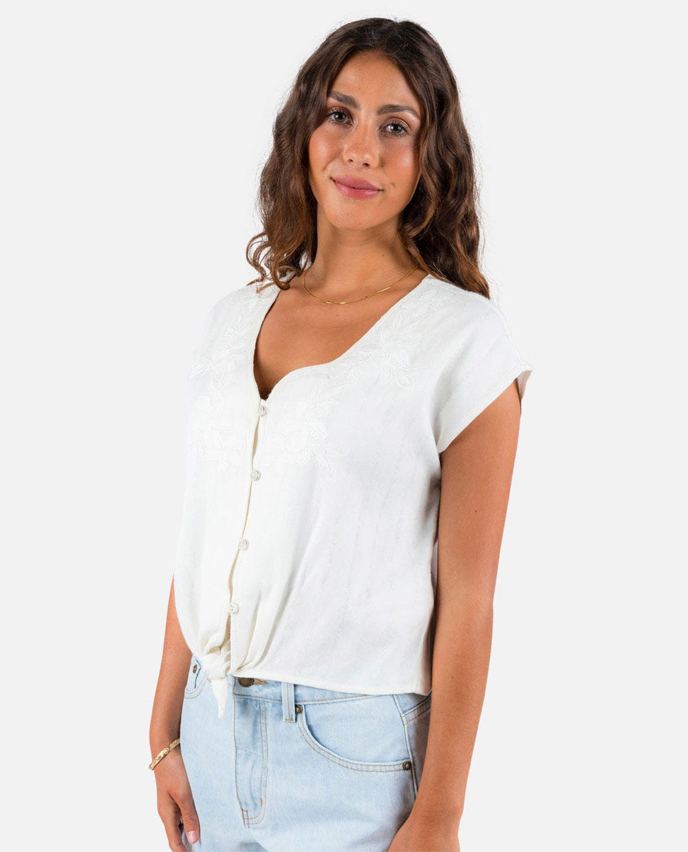 Tiki Embroidered Top