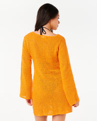 Neon Isles Long Sleeve Crochet Dress