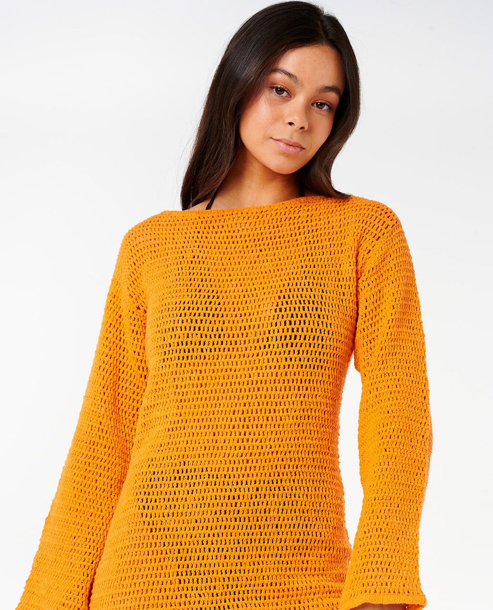 Neon Isles Long Sleeve Crochet Dress