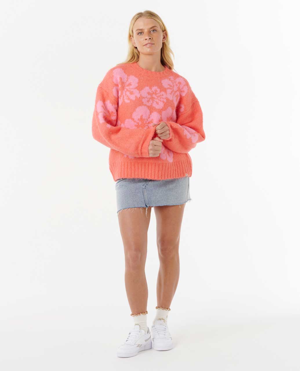 Hibiscus Heat Jacquard Crew