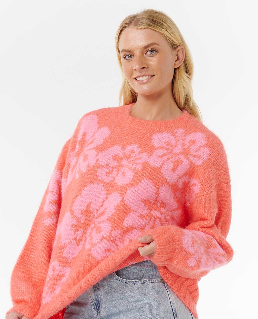 Hibiscus Heat Jacquard Crew
