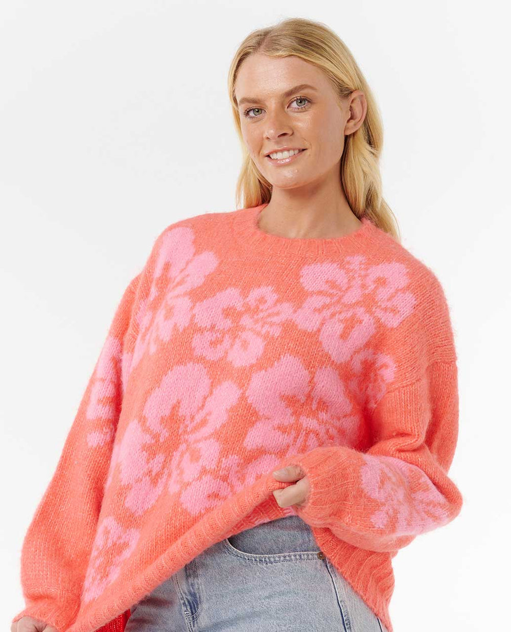 Hibiscus Heat Jacquard Crew
