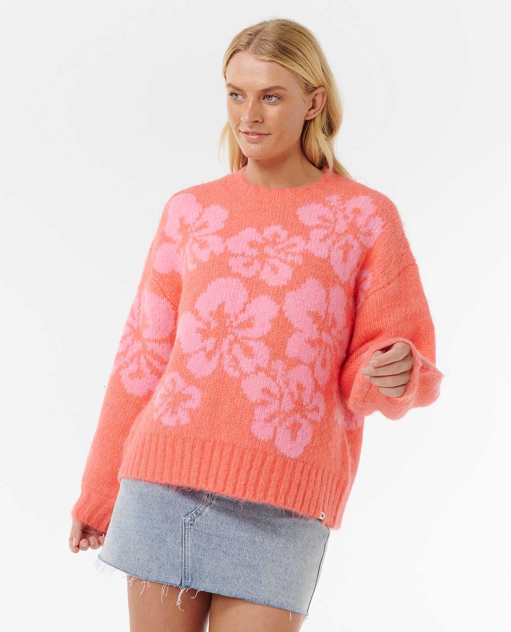 Hibiscus Heat Jacquard Crew