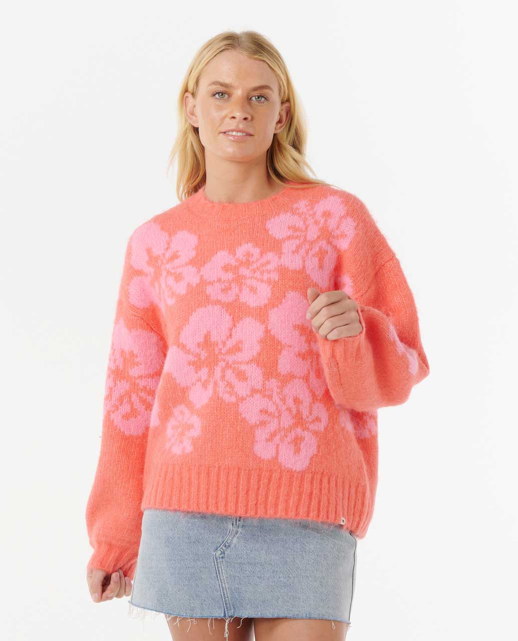 Hibiscus Heat Jacquard Crew