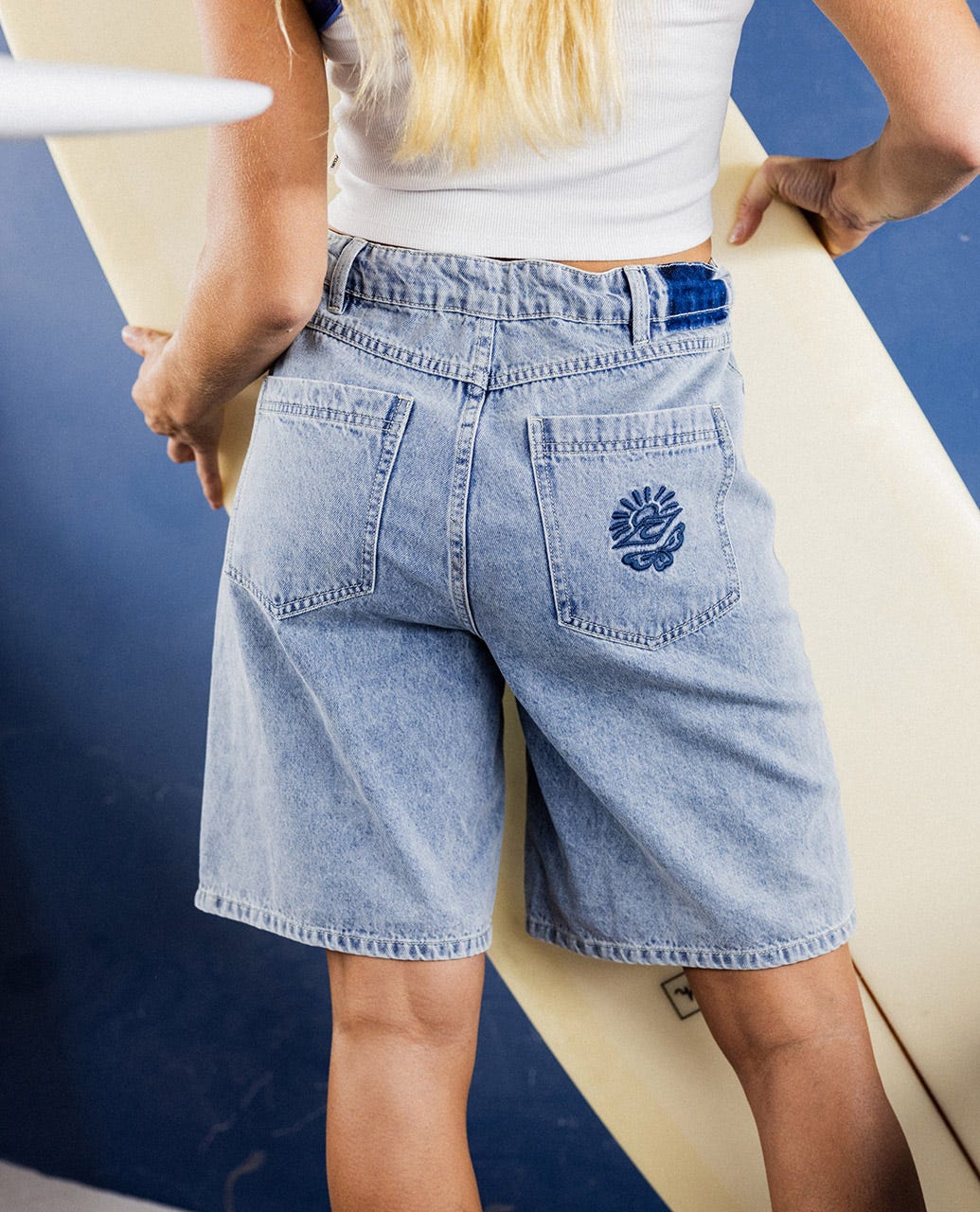 Las Dalias Relaxed Denim Short