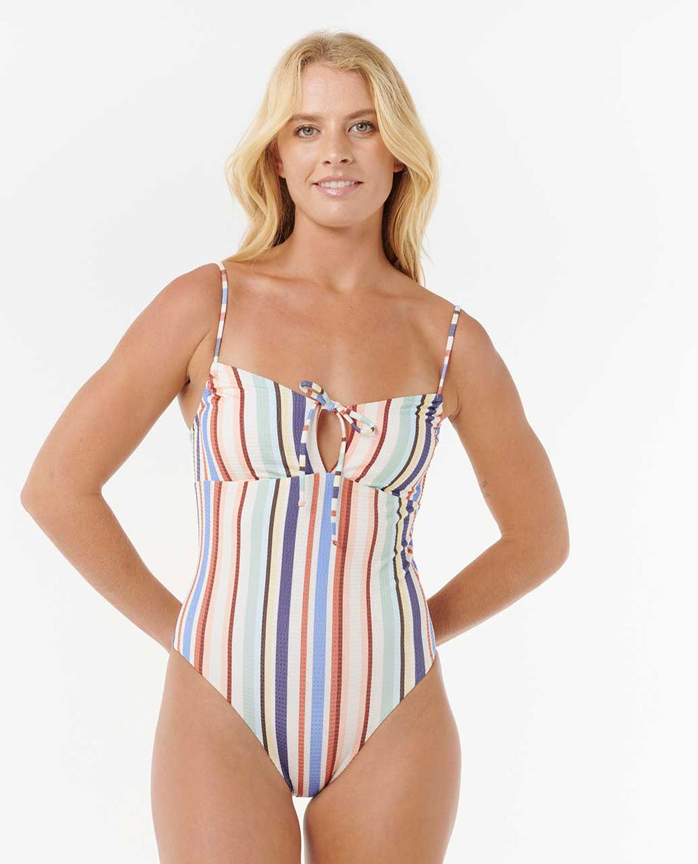 Oceanic Stripe Good Coverage One Piece Swimsuit