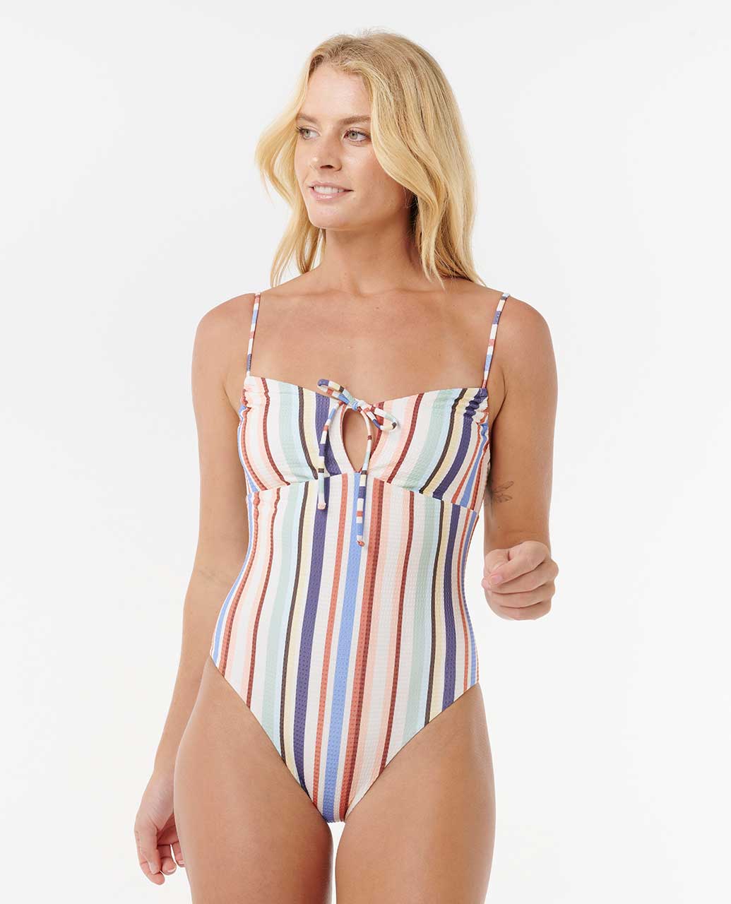 Oceanic Stripe Good Coverage One Piece Swimsuit